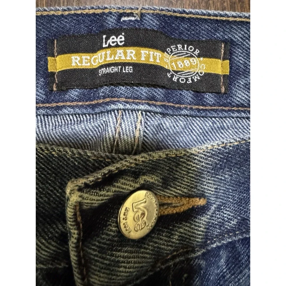 Lee Regular Fit Straight Leg Jeans Mens 38x24.5 Blue Excellent‎ Mid Rise Cotton